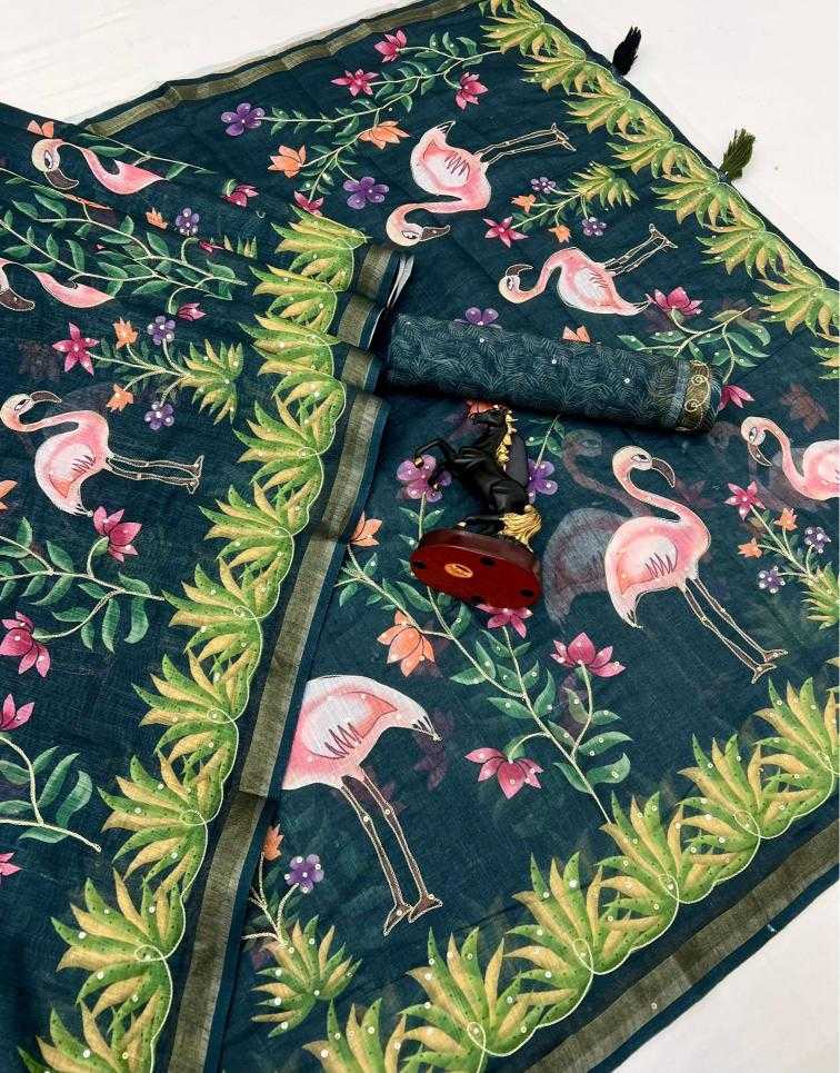 Ynf Linen RIN209 Fresh & Fabulous Sarees Wholesale Sequence Sarees Linen Sarees Green Sarees Manufacturer- Kapda Export