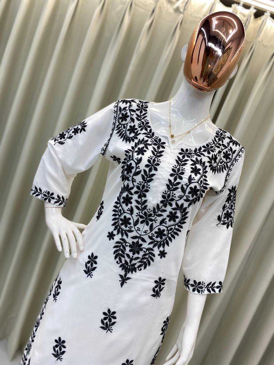 Ynf Muslin RIN110 376 Kurti Wholesale Fancy Kurti Embroidered Kurtis Chikan Kurti Manufacturer- Kapda Export