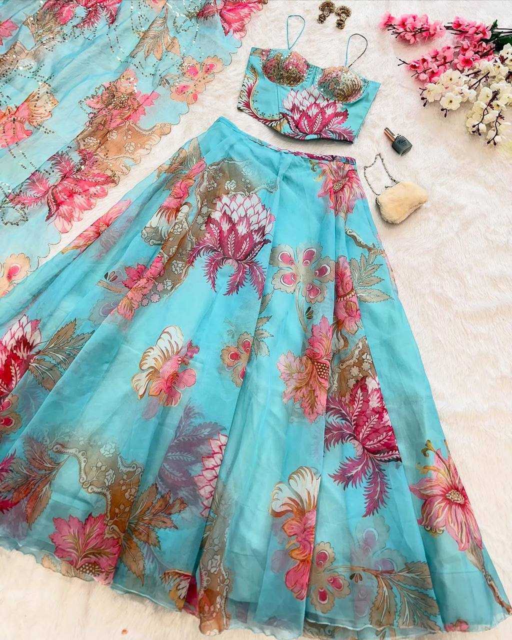 Ynf Organza KESH154 309 Lehengas Wholesale Fancy Lehenga Printed Lehenga A-line lehenga Manufacturer- Kapda Export