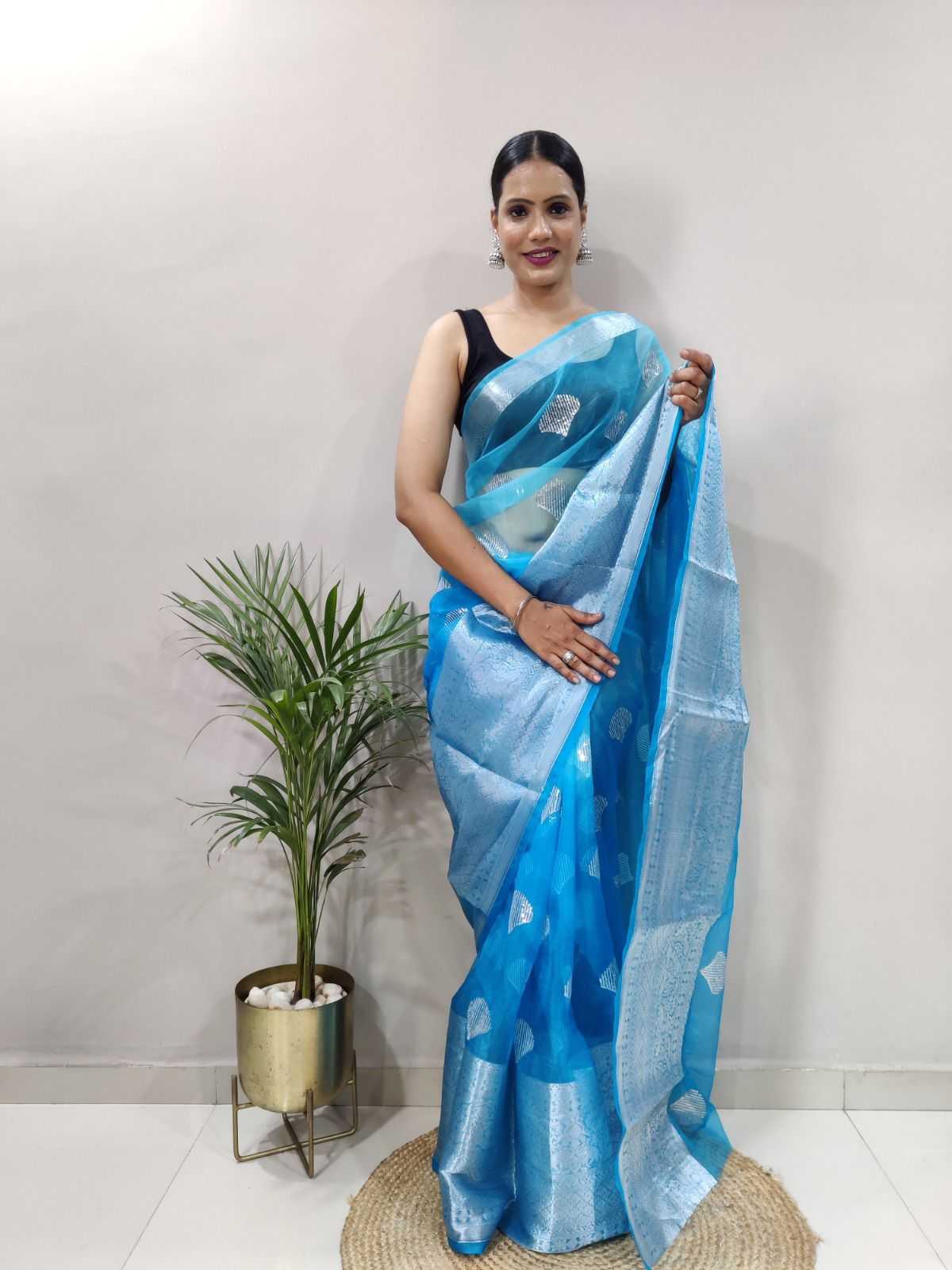 Ynf Organza KESH577 AMISHA Sarees Wholesale Organza Sarees Sequence Sarees Blue Sarees Manufacturer- Kapda Export