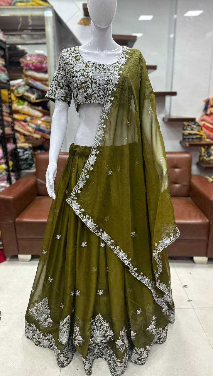 Ynf Organza KESH597 01 Lehengas Wholesale Fancy Lehenga Embroidered Lehenga Lehenga For Mehndi Sequins Lehenga Manufacturer- Kapda Export