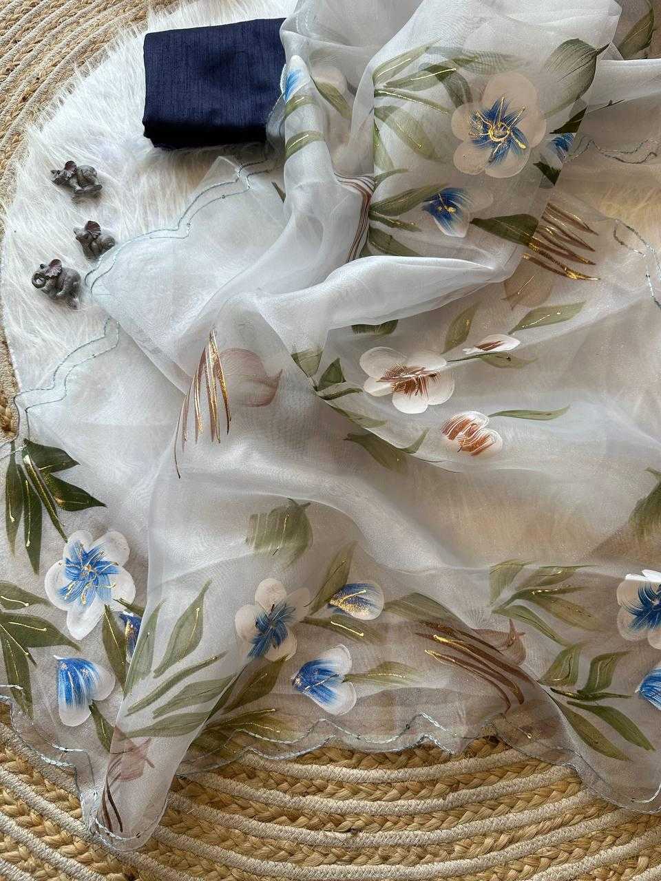 Ynf Organza Silk KESH568 Menka Sarees Wholesale Organza Sarees Hand Printed Saree Silk Sarees Manufacturer- Kapda Export