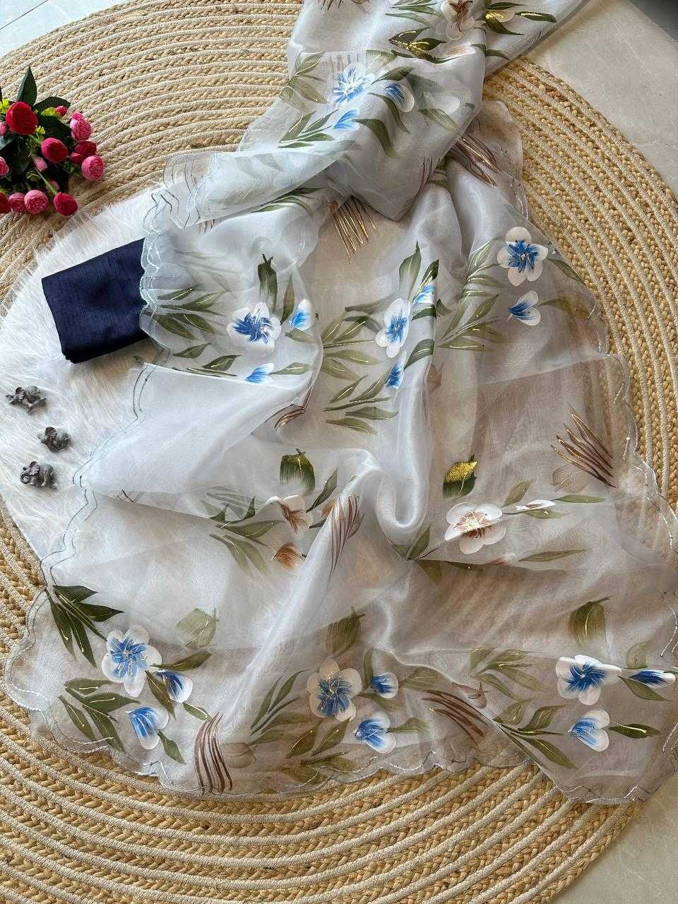 Ynf Organza Silk KESH568 Menka Sarees Wholesale Organza Sarees Hand Printed Saree Silk Sarees Manufacturer- Kapda Export