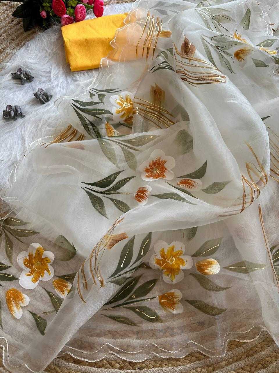 Ynf Organza Silk KESH568 Menka Sarees Wholesale Organza Sarees Hand Printed Saree Silk Sarees Manufacturer- Kapda Export