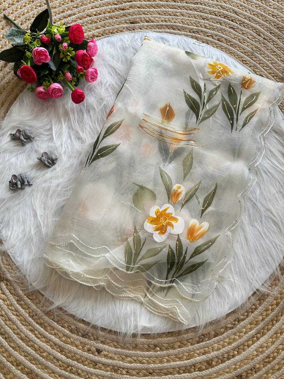 Ynf Organza Silk KESH568 Menka Sarees Wholesale Organza Sarees Hand Printed Saree Silk Sarees Manufacturer- Kapda Export