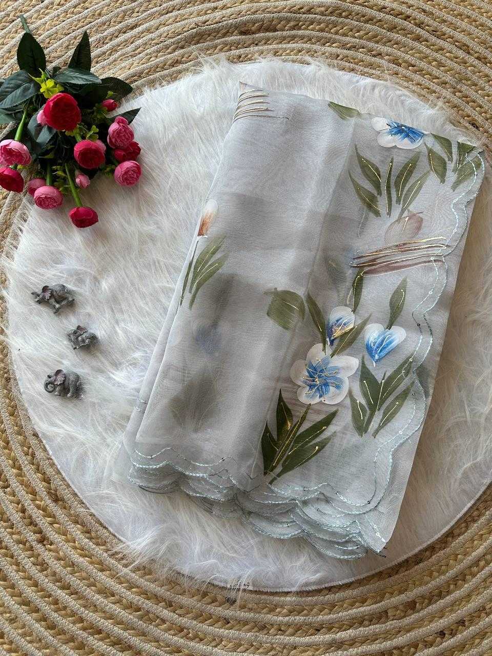 Ynf Organza Silk KESH568 Menka Sarees Wholesale Organza Sarees Hand Printed Saree Silk Sarees Manufacturer- Kapda Export