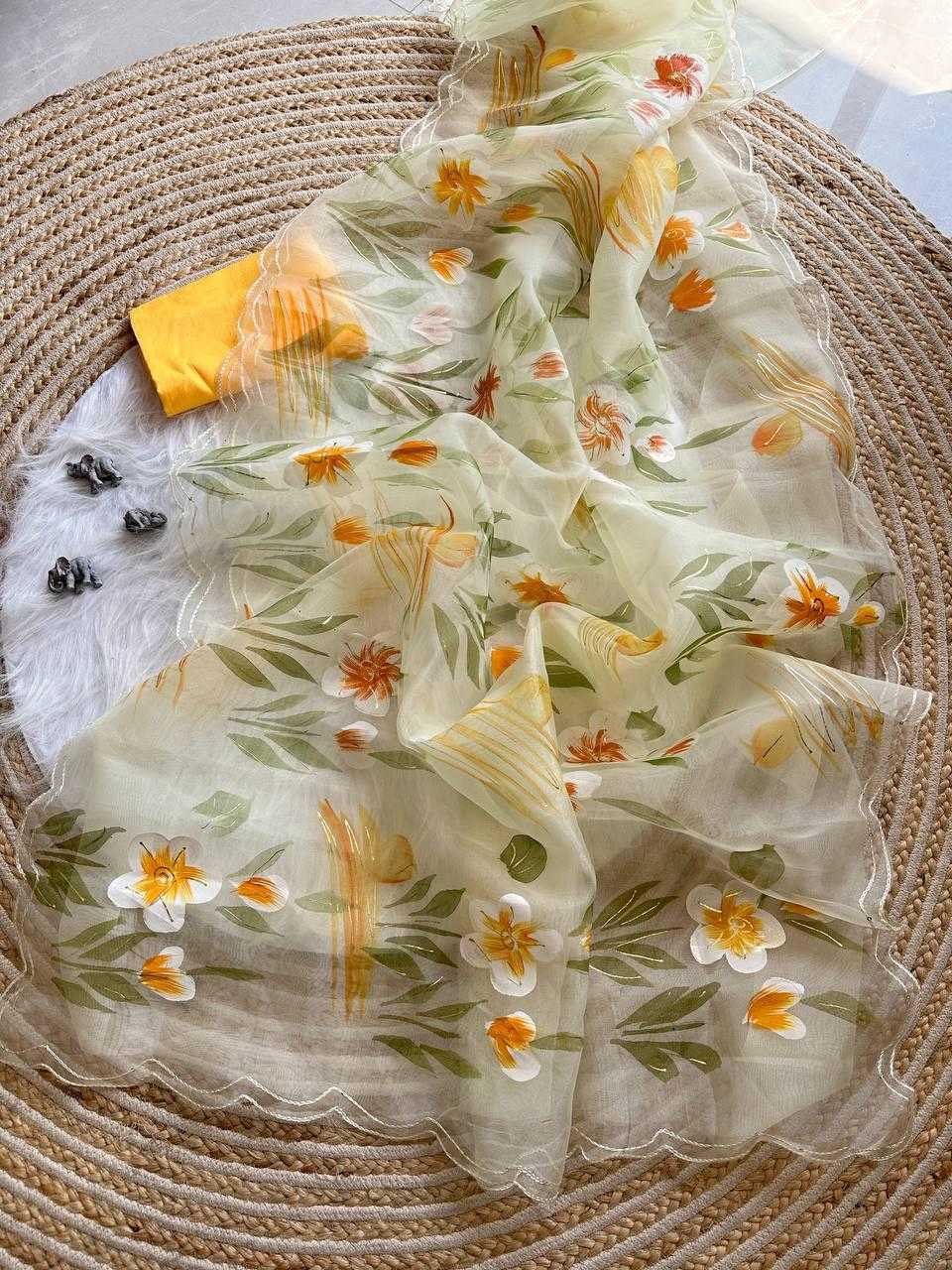 Ynf Organza Silk KESH568 Menka Sarees Wholesale Organza Sarees Hand Printed Saree Silk Sarees Manufacturer- Kapda Export