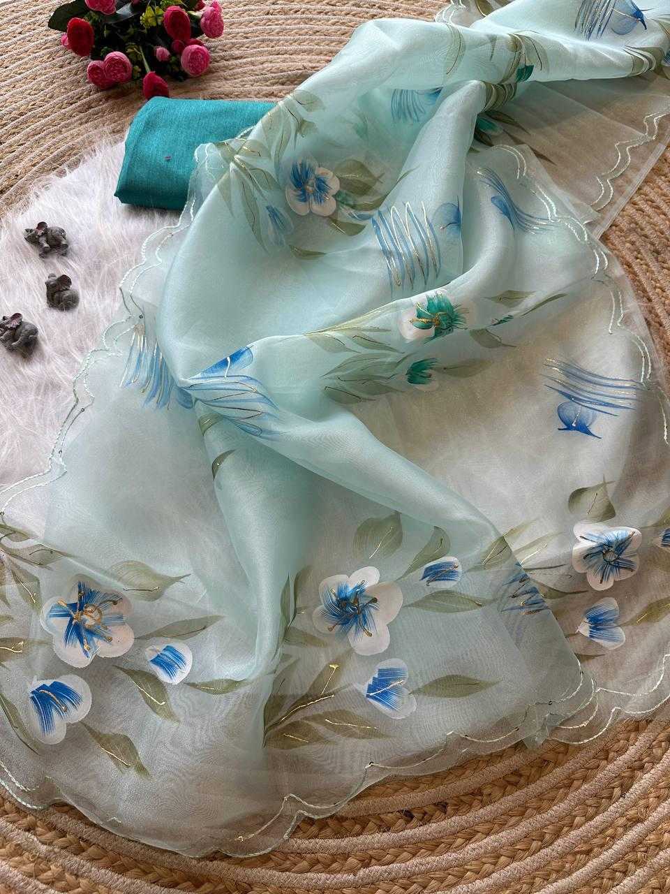 Ynf Organza Silk KESH568 Menka Sarees Wholesale Organza Sarees Hand Printed Saree Silk Sarees Manufacturer- Kapda Export