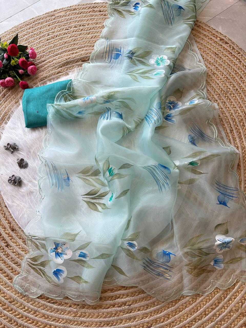 Ynf Organza Silk KESH568 Menka Sarees Wholesale Organza Sarees Hand Printed Saree Silk Sarees Manufacturer- Kapda Export