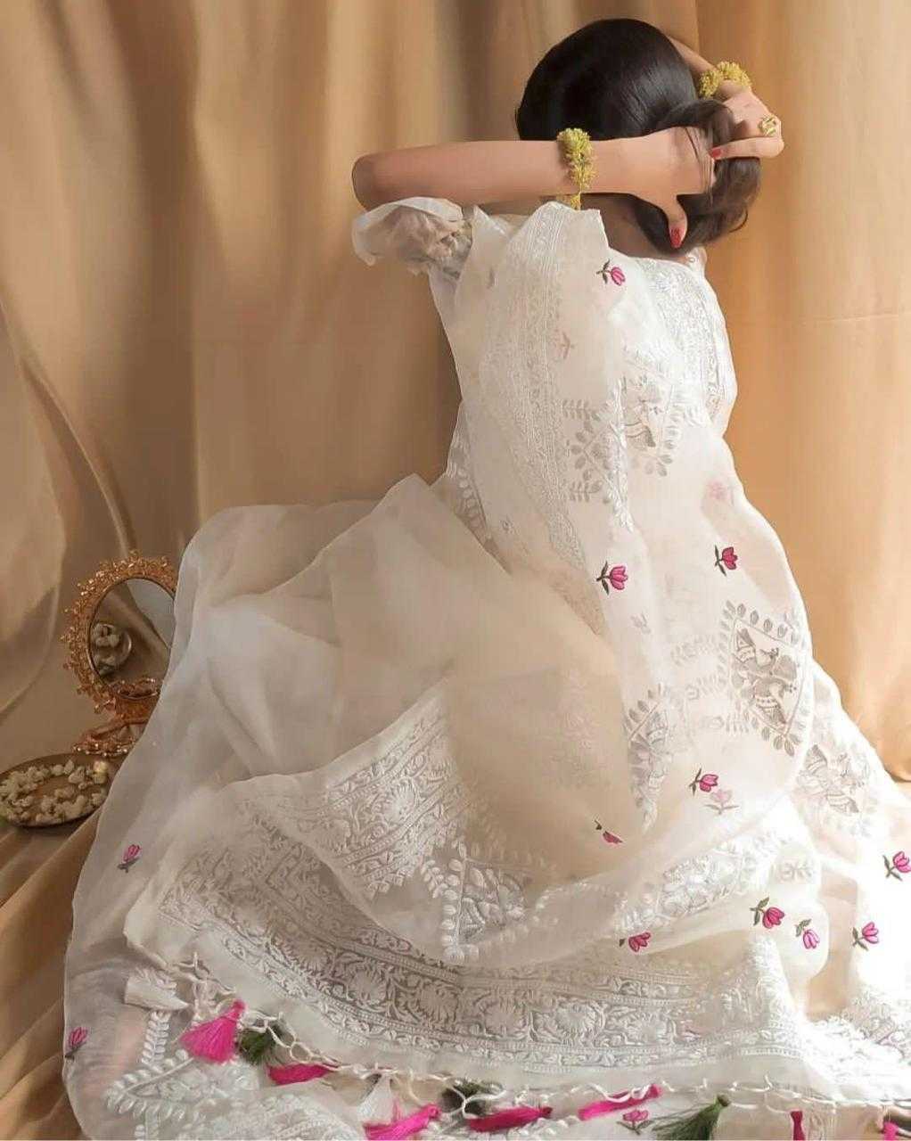 Ynf Organza Silk RIN164 zalar Silk Sarees Festive Collections Wholesale Traditional Silk Sarees Embroidered Silk Sarees White Silk Sarees Manufacturer- Kapda Export