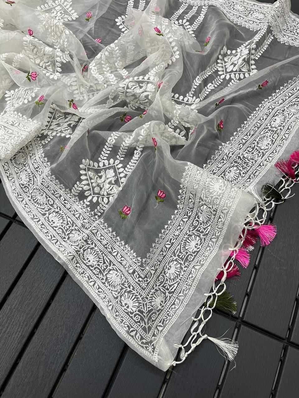 Ynf Organza Silk RIN164 zalar Silk Sarees Festive Collections Wholesale Traditional Silk Sarees Embroidered Silk Sarees White Silk Sarees Manufacturer- Kapda Export