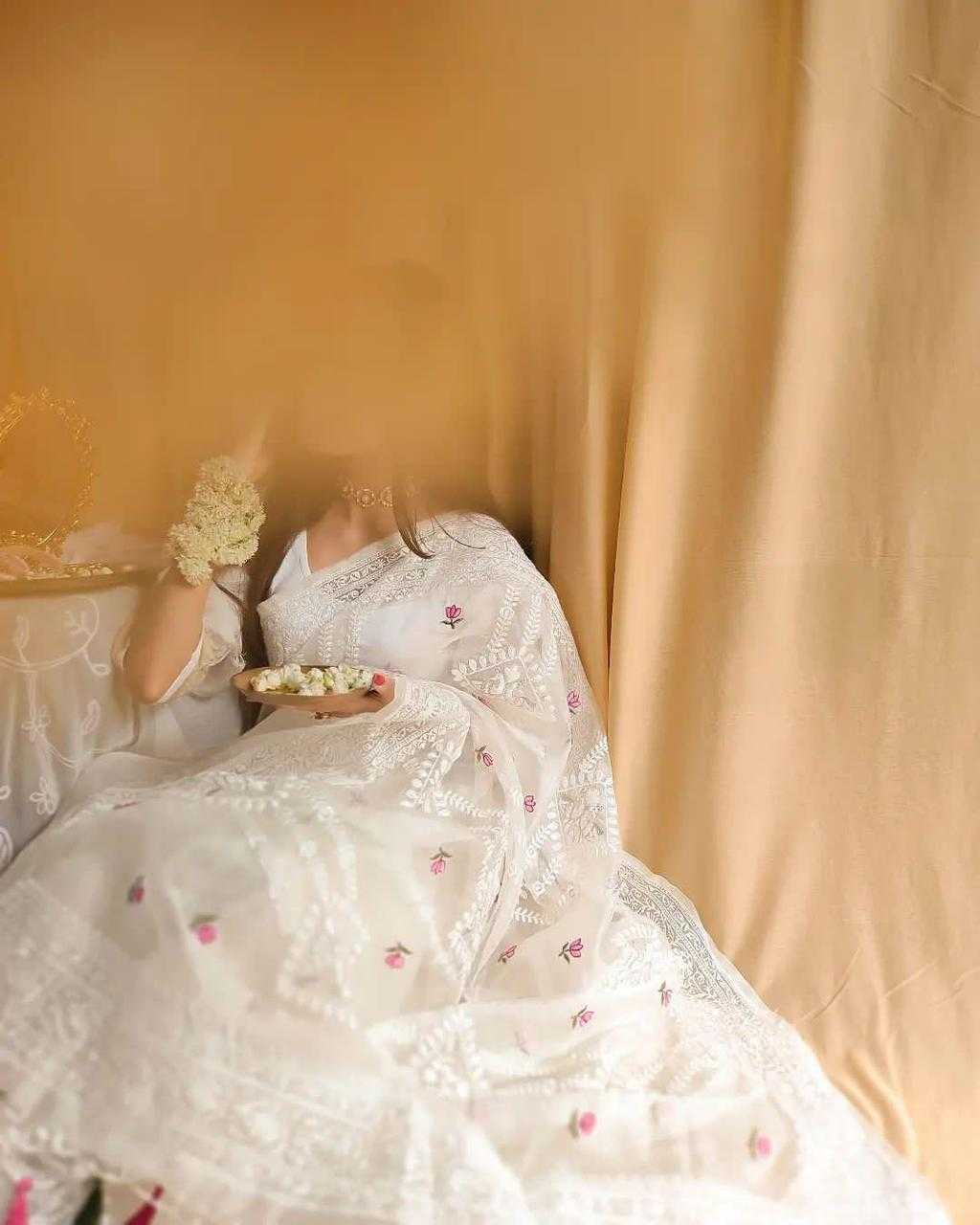 Ynf Organza Silk RIN164 zalar Silk Sarees Festive Collections Wholesale Traditional Silk Sarees Embroidered Silk Sarees White Silk Sarees Manufacturer- Kapda Export