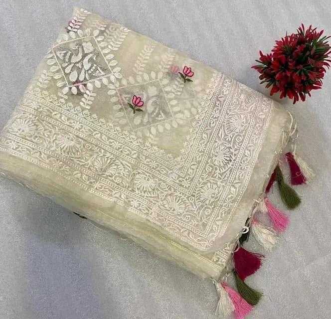 Ynf Organza Silk RIN164 zalar Silk Sarees Festive Collections Wholesale Traditional Silk Sarees Embroidered Silk Sarees White Silk Sarees Manufacturer- Kapda Export