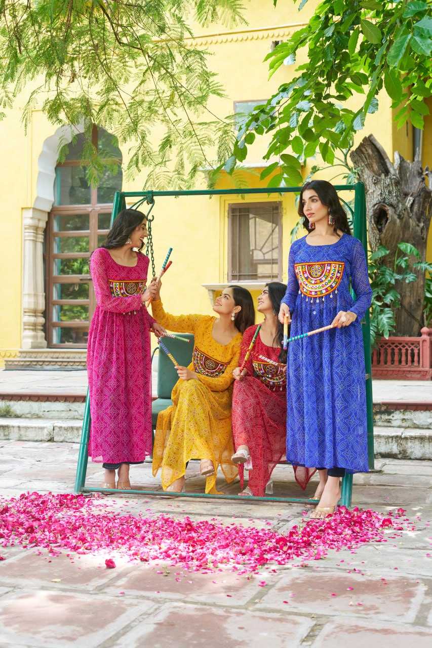 Ynf Pure Bandhej KESH491 9266 Kurti Wholesale Festive Kurtis Long Kurtis Printed Kurtis Bandhani Kurtis Manufacturer- Kapda Export