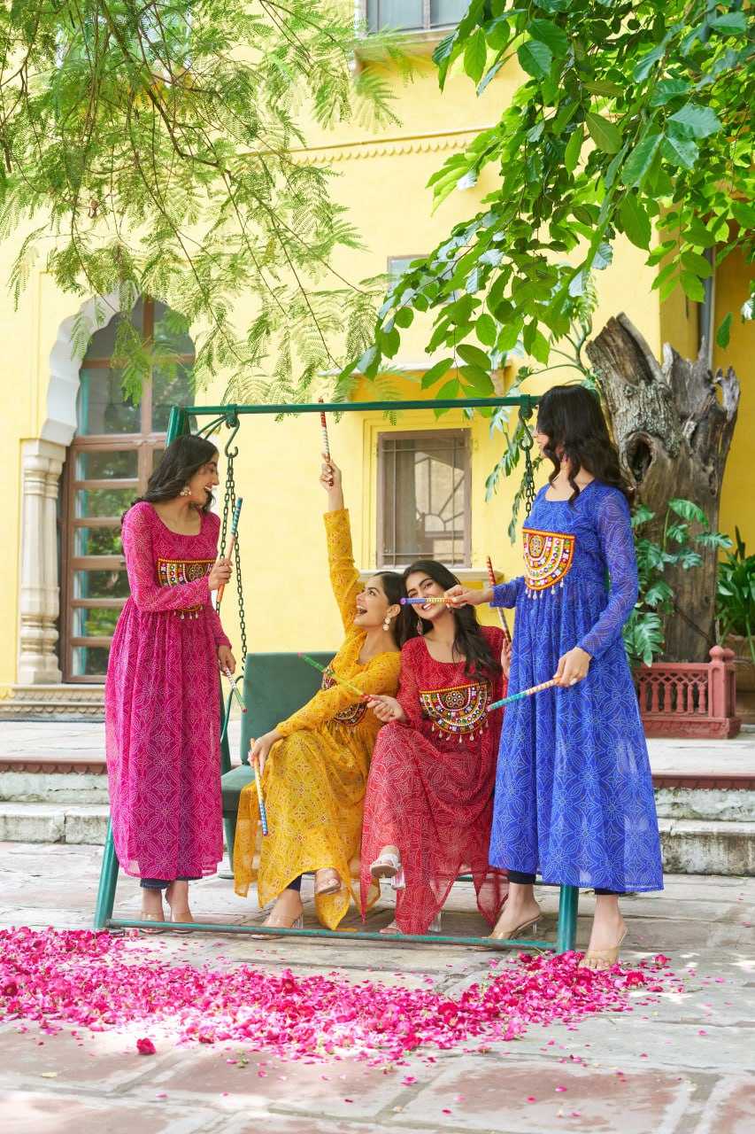 Ynf Pure Bandhej KESH491 9266 Kurti Wholesale Festive Kurtis Long Kurtis Printed Kurtis Bandhani Kurtis Manufacturer- Kapda Export