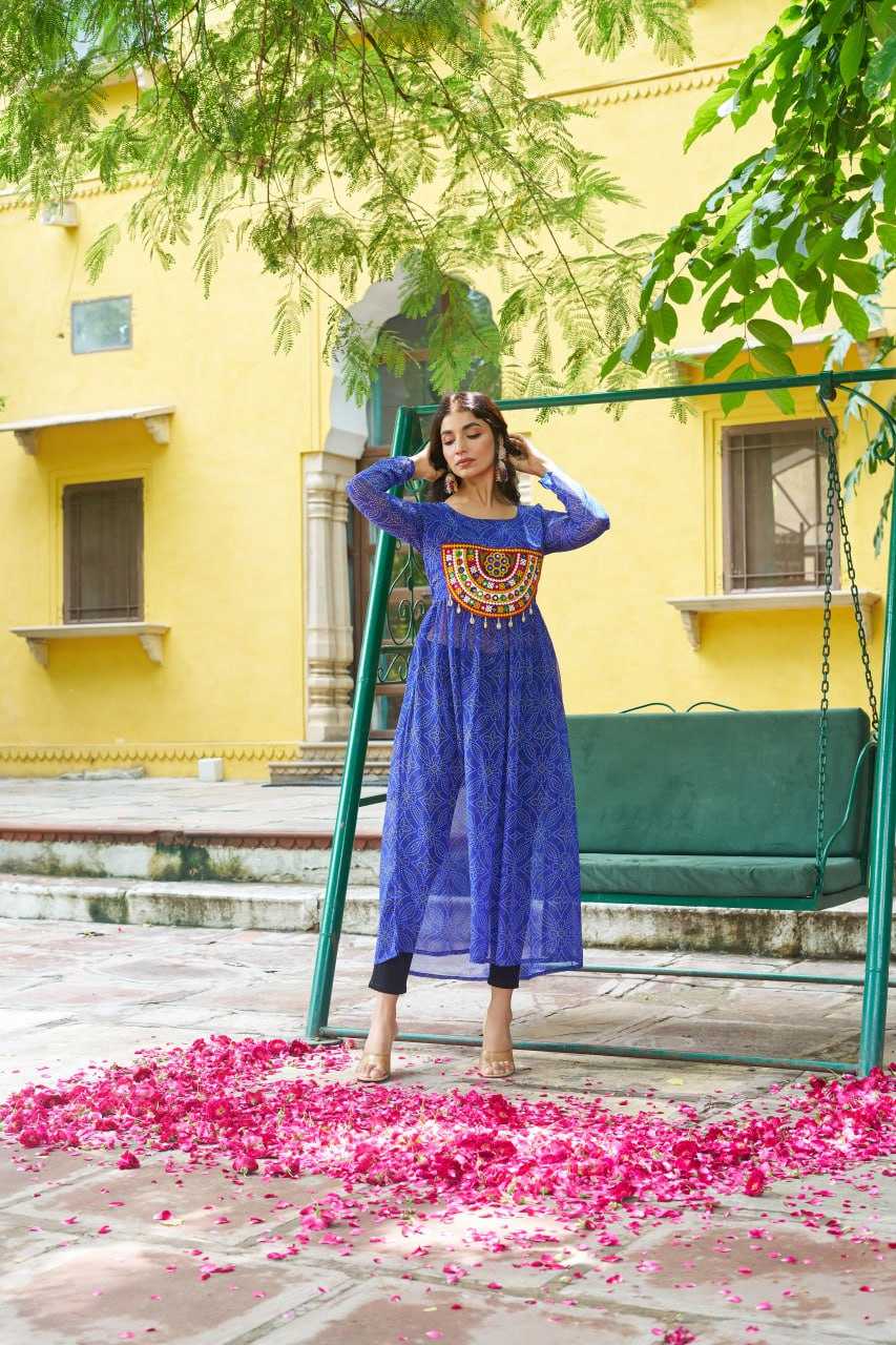 Ynf Pure Bandhej KESH491 9266 Kurti Wholesale Festive Kurtis Long Kurtis Printed Kurtis Bandhani Kurtis Manufacturer- Kapda Export