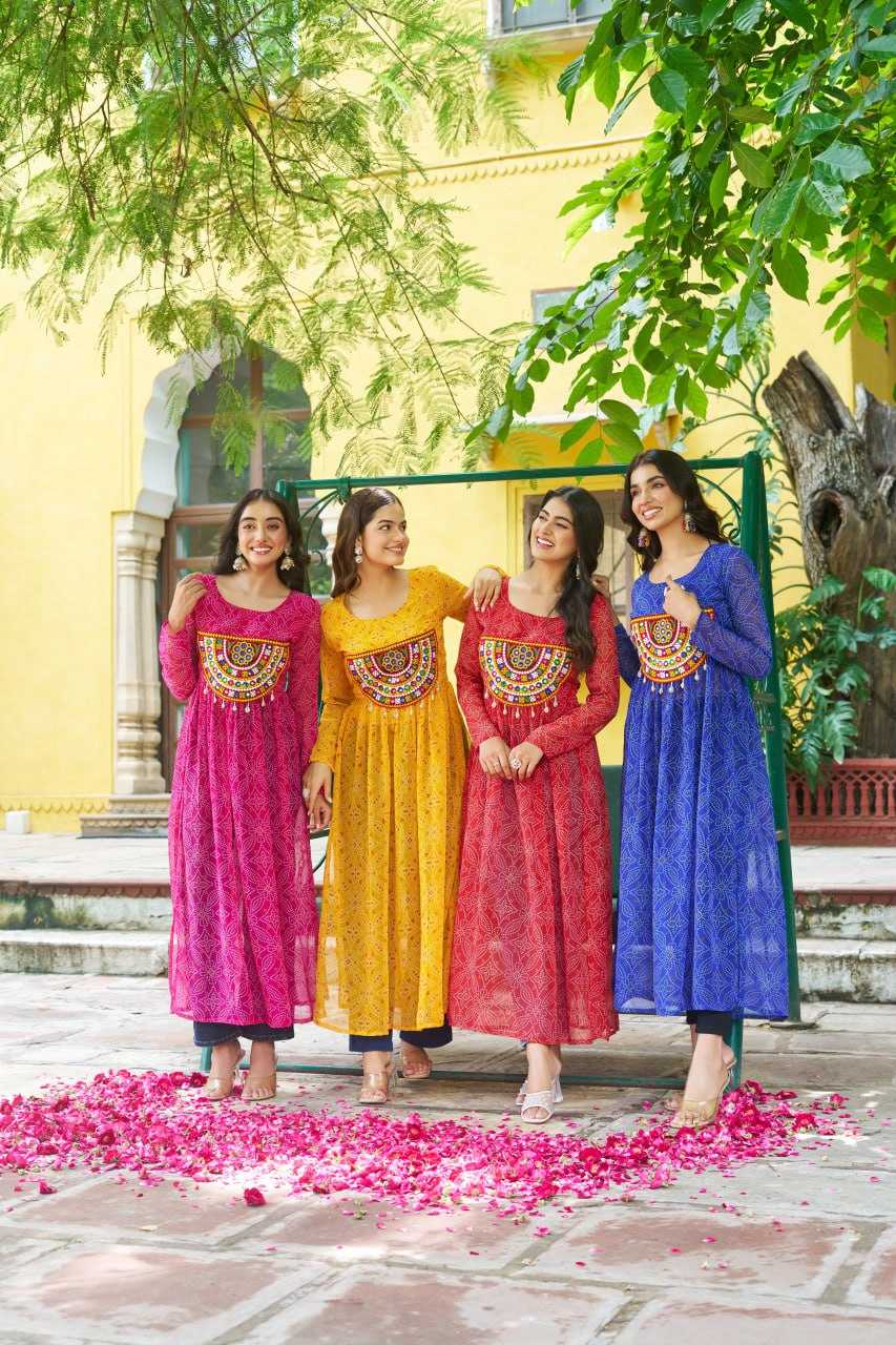 Ynf Pure Bandhej KESH491 9266 Kurti Wholesale Festive Kurtis Long Kurtis Printed Kurtis Bandhani Kurtis Manufacturer- Kapda Export