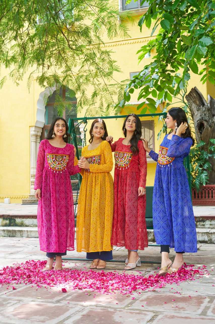 Ynf Pure Bandhej KESH491 9266 Kurti Wholesale Festive Kurtis Long Kurtis Printed Kurtis Bandhani Kurtis Manufacturer- Kapda Export