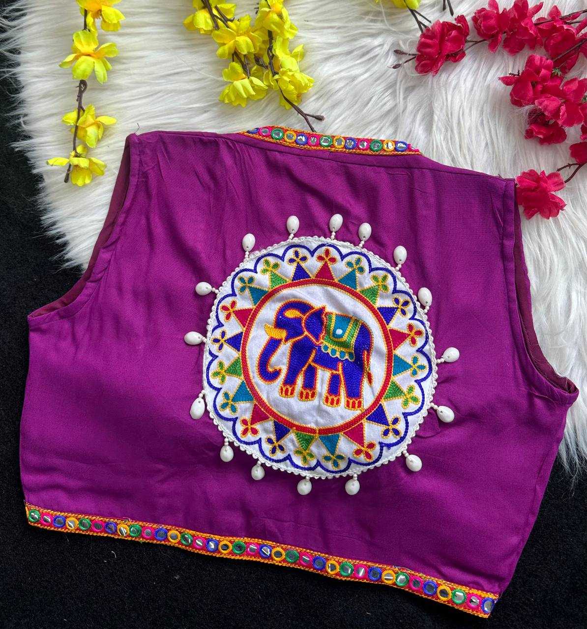 Ynf Pure Rayon KESH388 001 Readymade Blouses Wholesale Kutch Work Blouses Navratri Blouses Manufacturer- Kapda Export