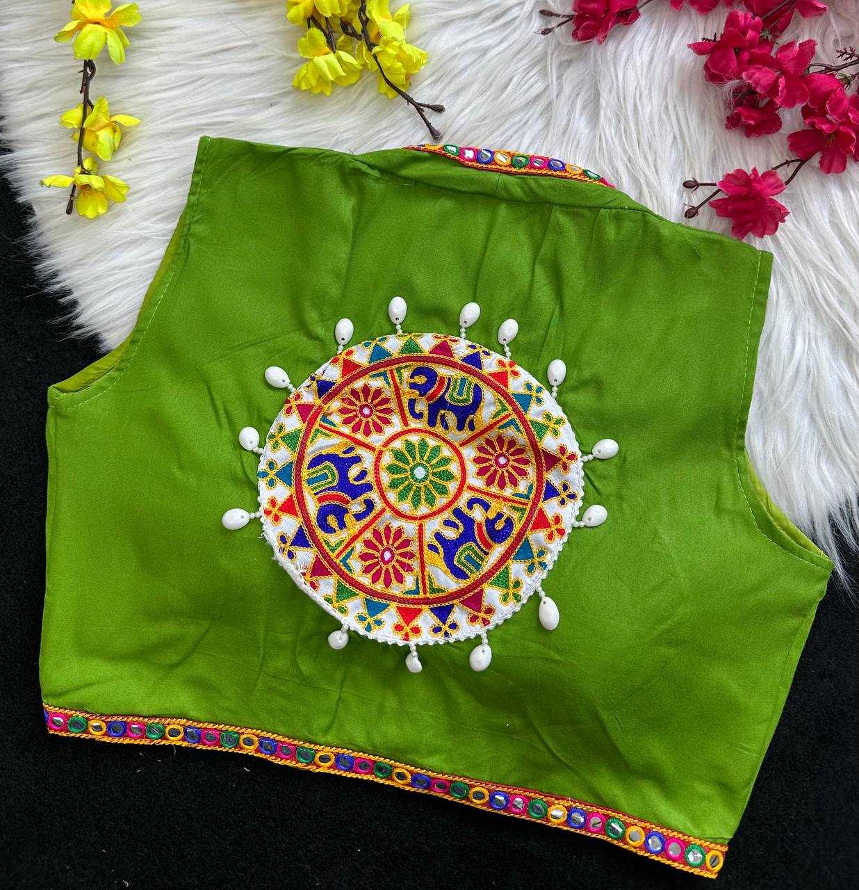 Ynf Pure Rayon KESH388 001 Readymade Blouses Wholesale Kutch Work Blouses Navratri Blouses Manufacturer- Kapda Export
