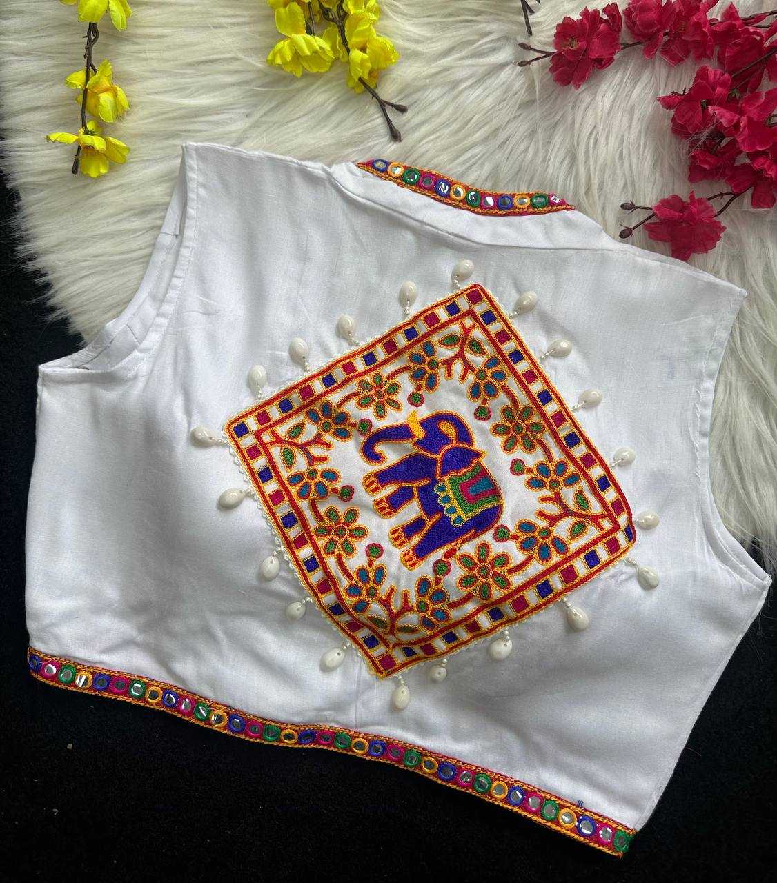 Ynf Pure Rayon KESH388 001 Readymade Blouses Wholesale Kutch Work Blouses Navratri Blouses Manufacturer- Kapda Export