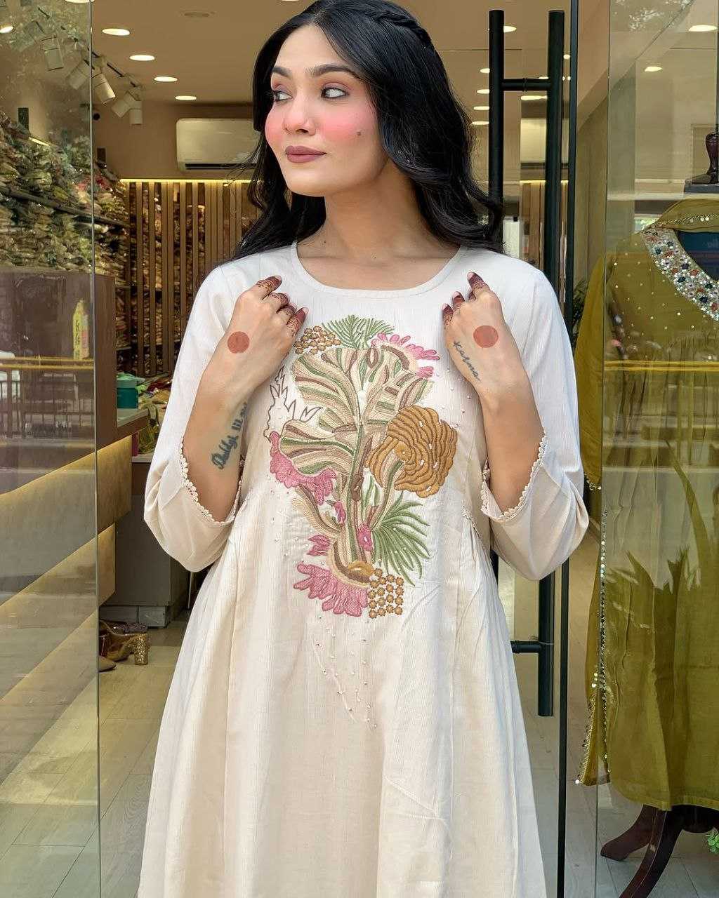 Ynf Reyon Cotton KESH529 ANUSHKA Kurti Wholesale Long Kurtis Anarkali Kurtis Embroidered Kurtis Party Wear Gown Style Kurtis Manufacturer- Kapda Export