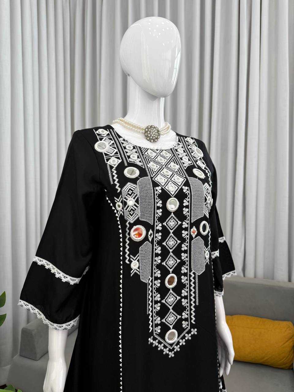 Ynf Reyon Cotton RIN162 5910 Suits & Dresses Wholesale Embroidery Suits Party wear suits Black Salwar Suit Manufacturer- Kapda Export