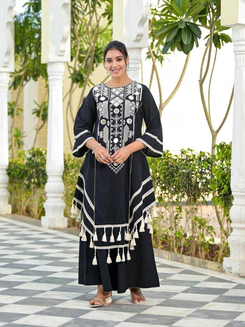 Ynf Reyon Cotton RIN162 5910 Suits & Dresses Wholesale Embroidery Suits Party wear suits Black Salwar Suit Manufacturer- Kapda Export
