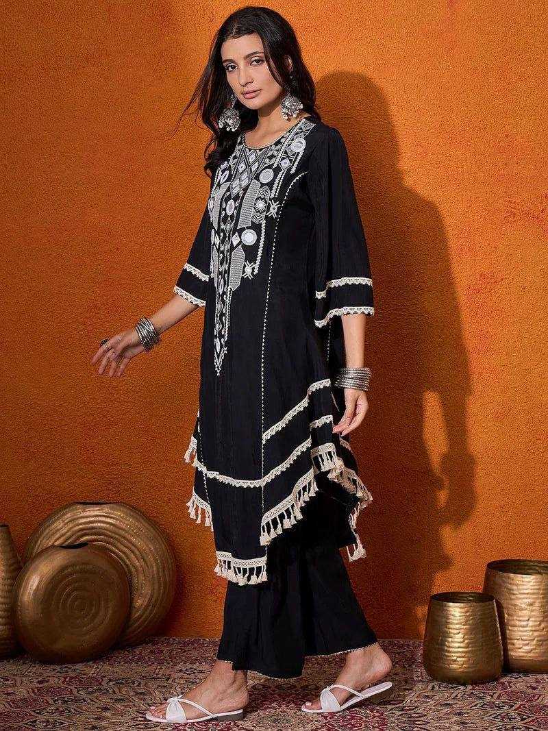 Ynf Reyon Cotton RIN162 5910 Suits & Dresses Wholesale Embroidery Suits Party wear suits Black Salwar Suit Manufacturer- Kapda Export