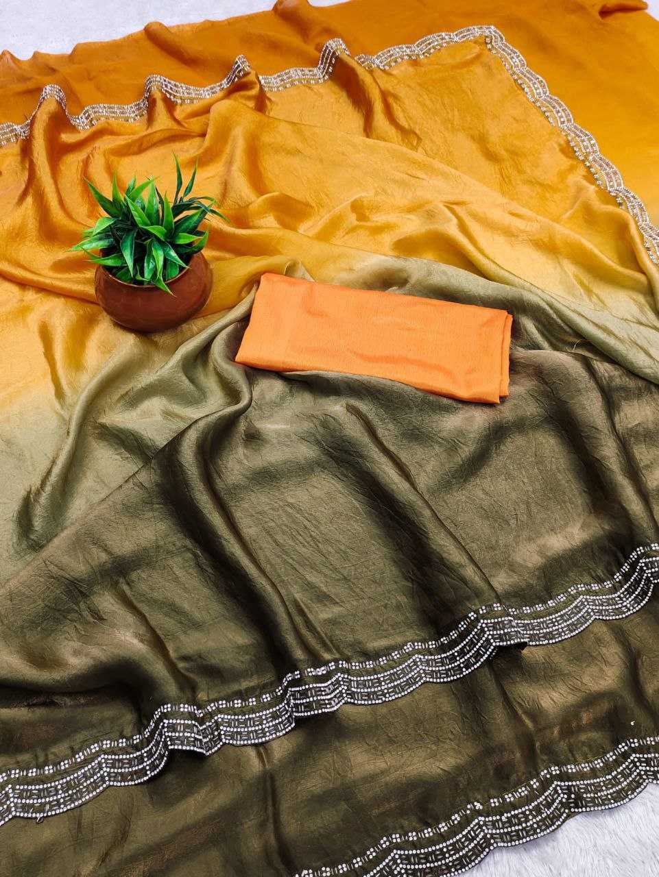 Ynf Satin KESH588 RUCHIKA Sarees Wholesale Party Wear Sarees Ruffle Sarees Satin Sarees Manufacturer- Kapda Export