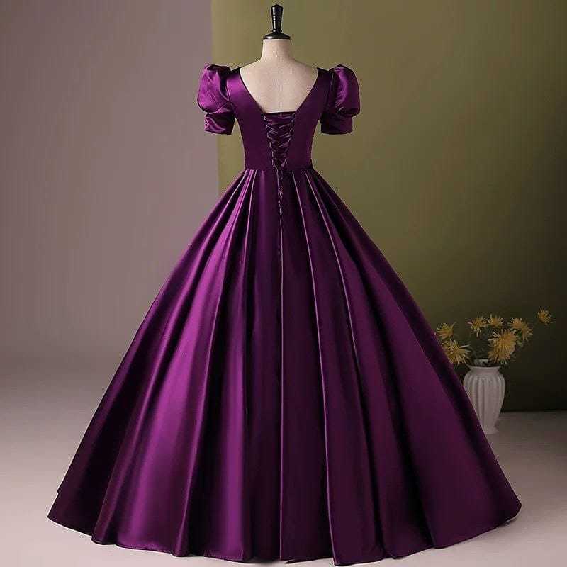 Ynf Satin RIN157 2166 Gowns Plus Size Collections Wholesale Party Wear Gowns Satin Gowns Purple Gown Manufacturer- Kapda Export