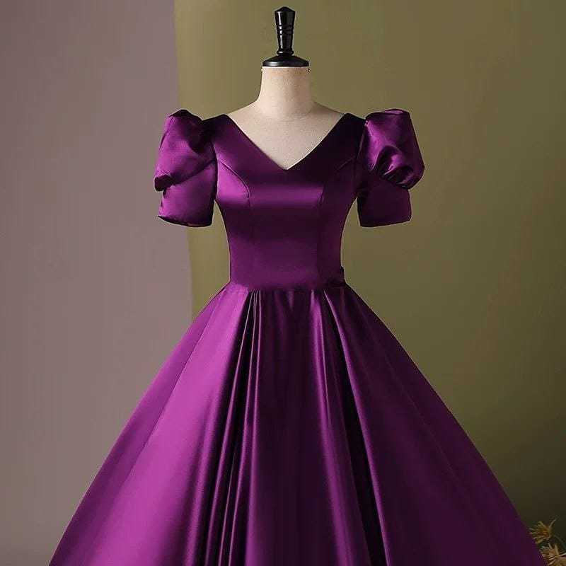 Ynf Satin RIN157 2166 Gowns Plus Size Collections Wholesale Party Wear Gowns Satin Gowns Purple Gown Manufacturer- Kapda Export