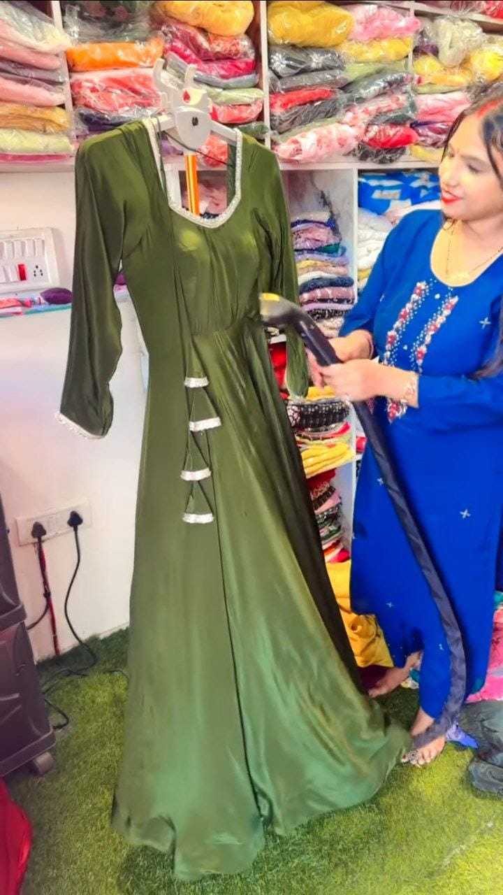 Ynf Satin RIN157 2187 Gowns Plus Size Collections Wholesale Party Gowns Designer Gowns Satin Gowns Manufacturer- Kapda Export