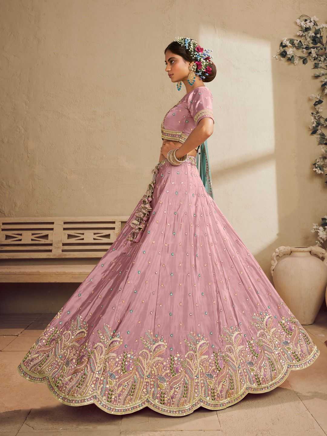 Ynf Satin Silk KESH530 6138 Lehengas Wedding Collections Festive Collections Wholesale Silk Lehenga Designer Lehenga Choli Pink Lehenga Manufacturer- Kapda Export