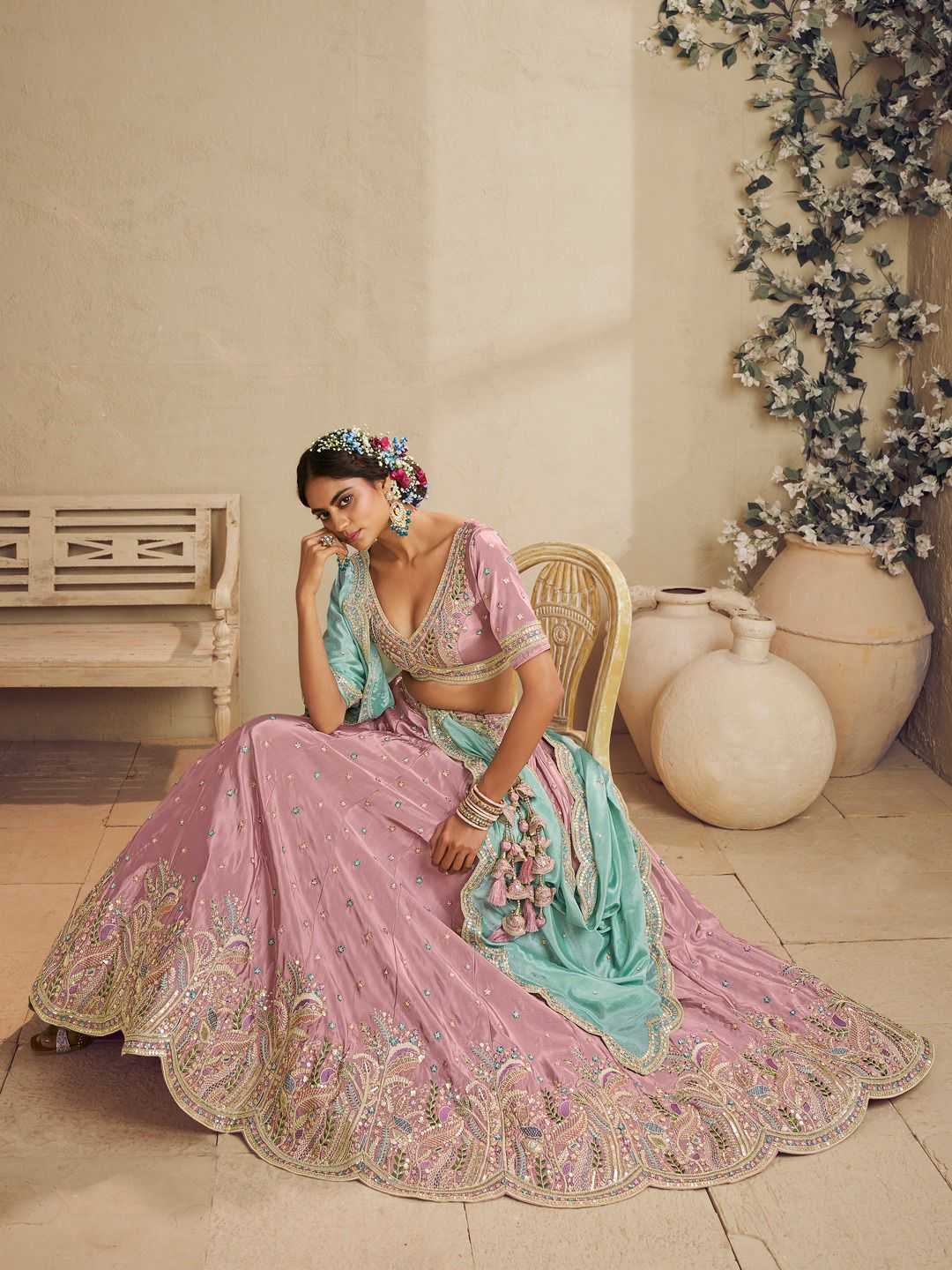 Ynf Satin Silk KESH530 6138 Lehengas Wedding Collections Festive Collections Wholesale Silk Lehenga Designer Lehenga Choli Pink Lehenga Manufacturer- Kapda Export