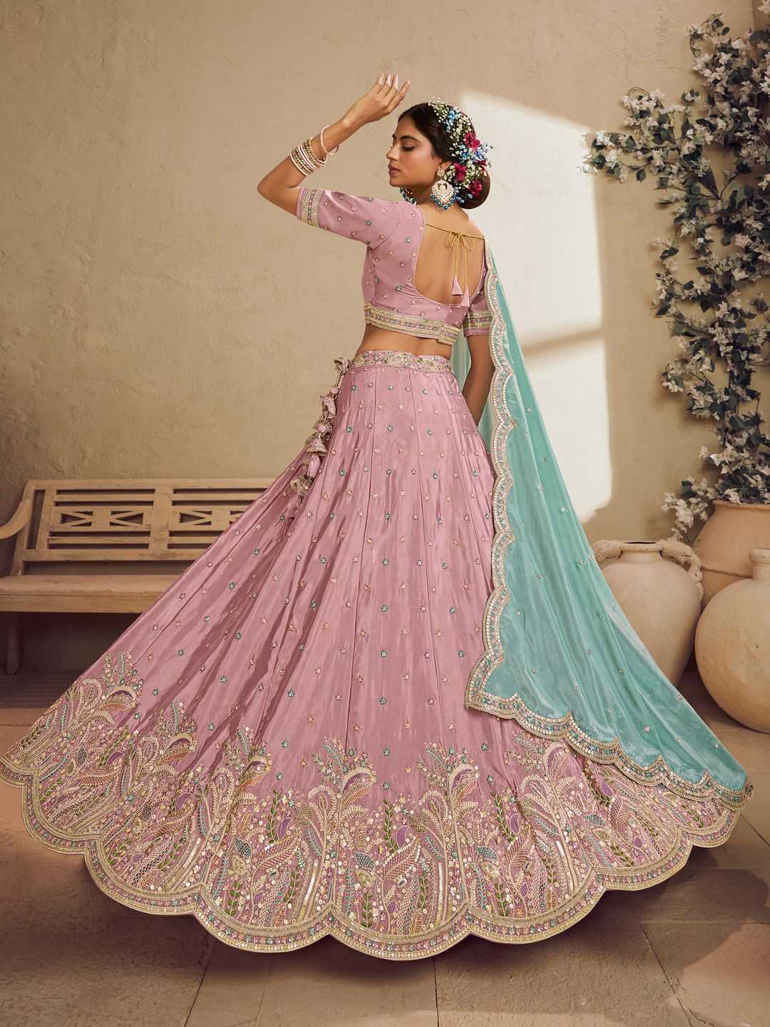 Ynf Satin Silk KESH530 6138 Lehengas Wedding Collections Festive Collections Wholesale Silk Lehenga Designer Lehenga Choli Pink Lehenga Manufacturer- Kapda Export