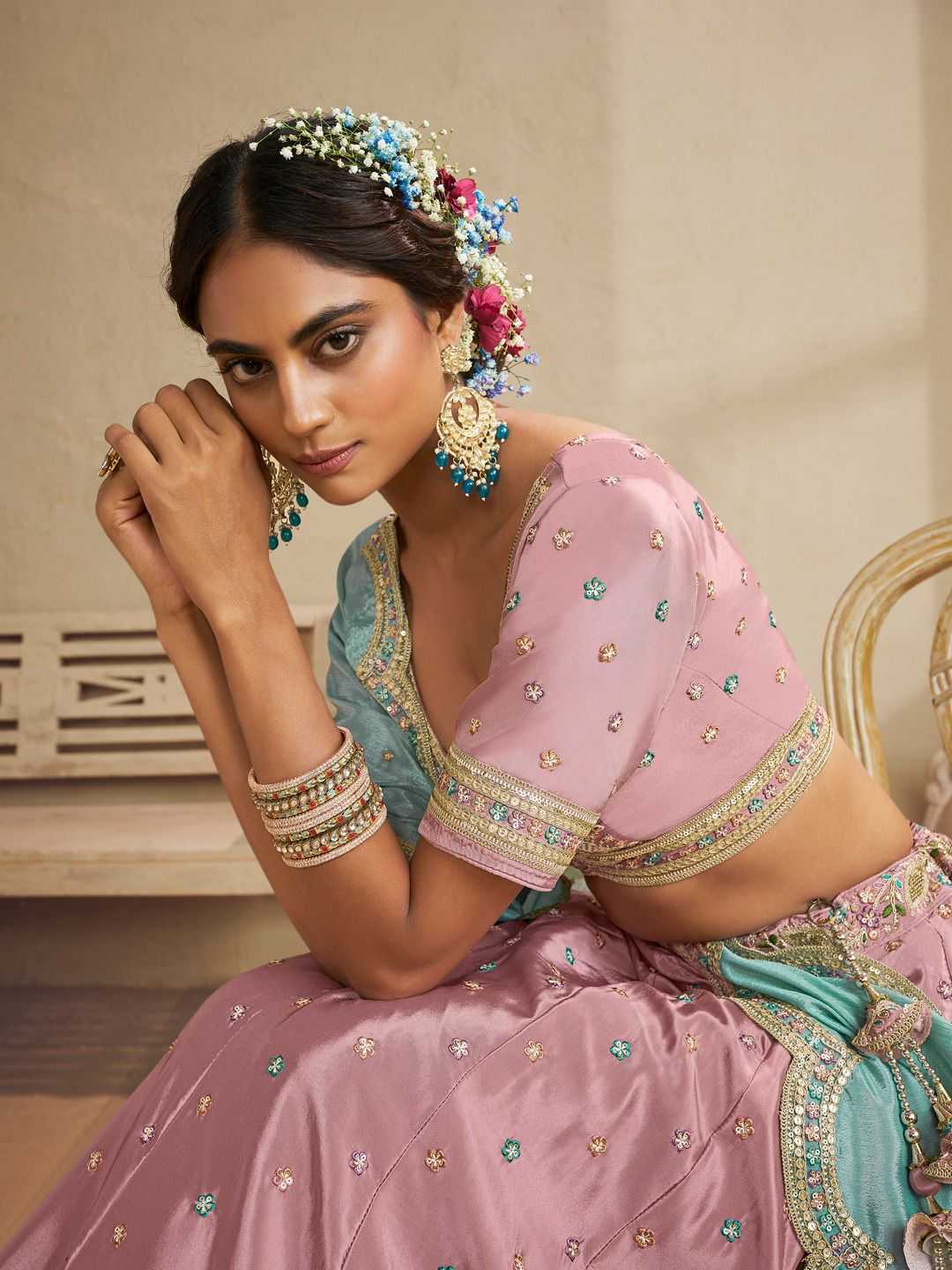 Ynf Satin Silk KESH530 6138 Lehengas Wedding Collections Festive Collections Wholesale Silk Lehenga Designer Lehenga Choli Pink Lehenga Manufacturer- Kapda Export