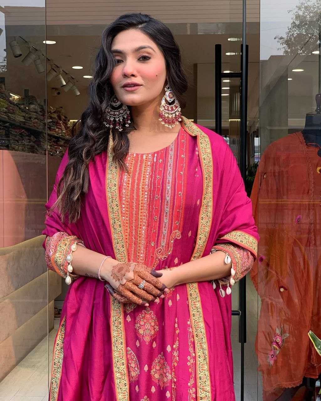 Ynf Silk KESH602 RESHMI Suits & Dresses Wholesale Printed Suits Silk Suits Pink Salwar Suit Manufacturer- Kapda Export