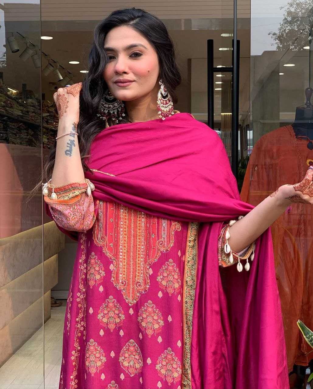 Ynf Silk KESH602 RESHMI Suits & Dresses Wholesale Printed Suits Silk Suits Pink Salwar Suit Manufacturer- Kapda Export