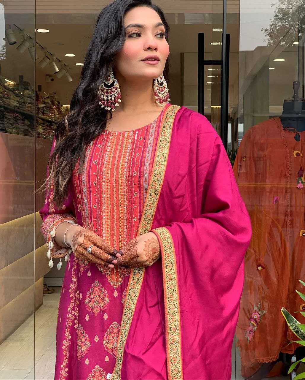 Ynf Silk KESH602 RESHMI Suits & Dresses Wholesale Printed Suits Silk Suits Pink Salwar Suit Manufacturer- Kapda Export