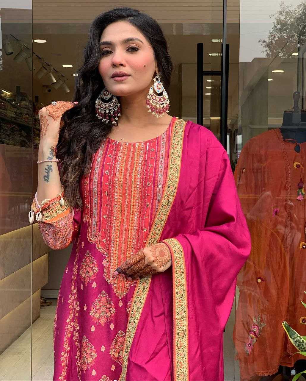 Ynf Silk KESH602 RESHMI Suits & Dresses Wholesale Printed Suits Silk Suits Pink Salwar Suit Manufacturer- Kapda Export