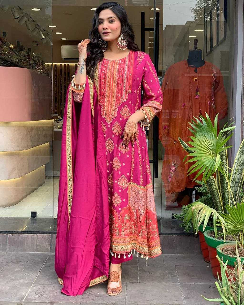 Ynf Silk KESH602 RESHMI Suits & Dresses Wholesale Printed Suits Silk Suits Pink Salwar Suit Manufacturer- Kapda Export
