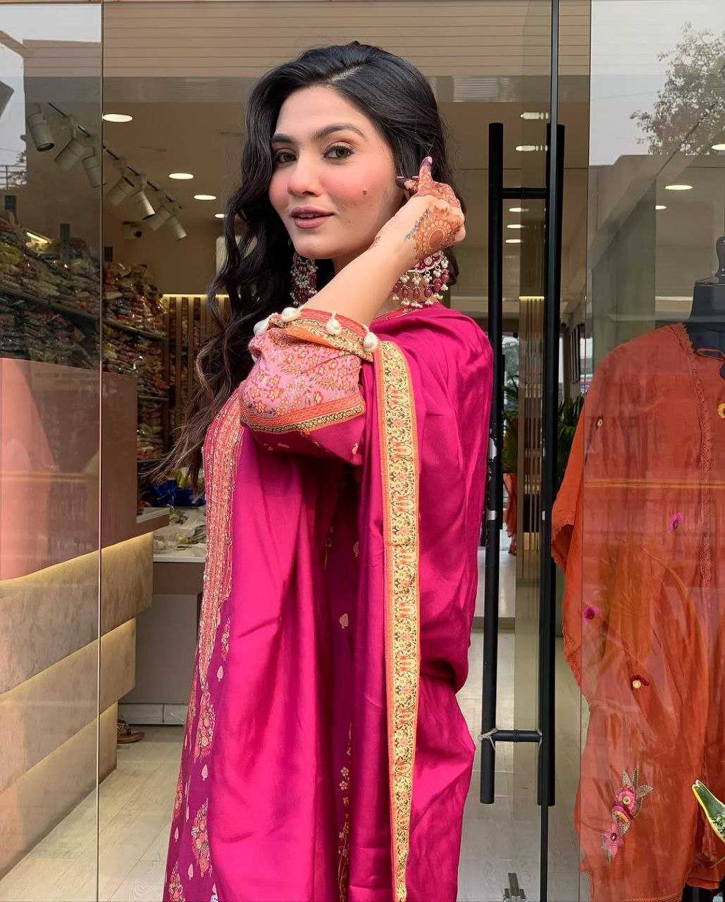 Ynf Silk KESH602 RESHMI Suits & Dresses Wholesale Printed Suits Silk Suits Pink Salwar Suit Manufacturer- Kapda Export