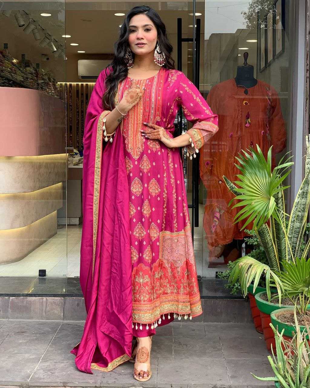 Ynf Silk KESH602 RESHMI Suits & Dresses Wholesale Printed Suits Silk Suits Pink Salwar Suit Manufacturer- Kapda Export