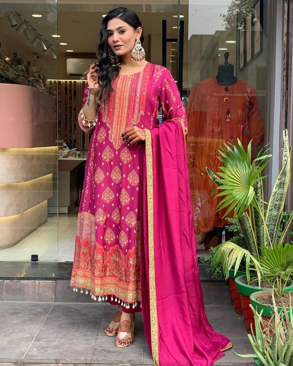Ynf Silk KESH602 RESHMI Suits & Dresses Wholesale Printed Suits Silk Suits Pink Salwar Suit Manufacturer- Kapda Export