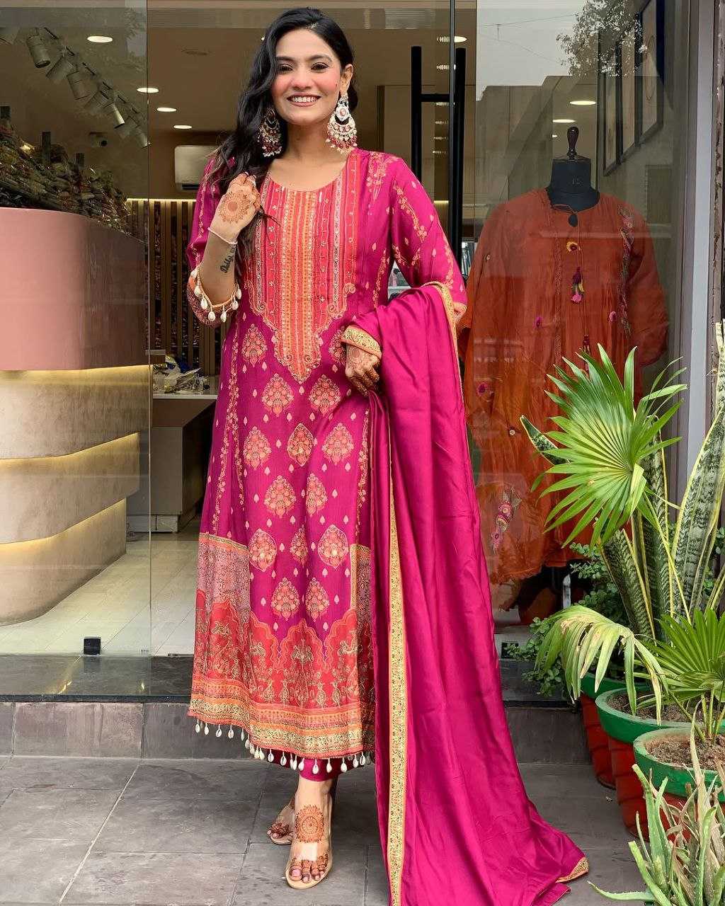 Ynf Silk KESH602 RESHMI Suits & Dresses Wholesale Printed Suits Silk Suits Pink Salwar Suit Manufacturer- Kapda Export