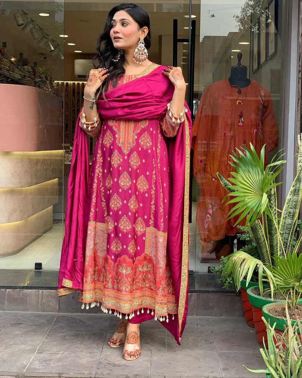 Ynf Silk KESH602 RESHMI Suits & Dresses Wholesale Printed Suits Silk Suits Pink Salwar Suit Manufacturer- Kapda Export