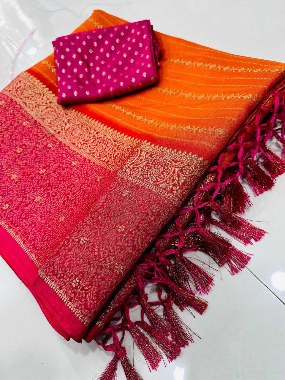 Ynf Soft Dola KESH574 110 Sarees Festive Collections Wholesale Party Wear Sarees Festive Sarees Orange Sarees Manufacturer- Kapda Export