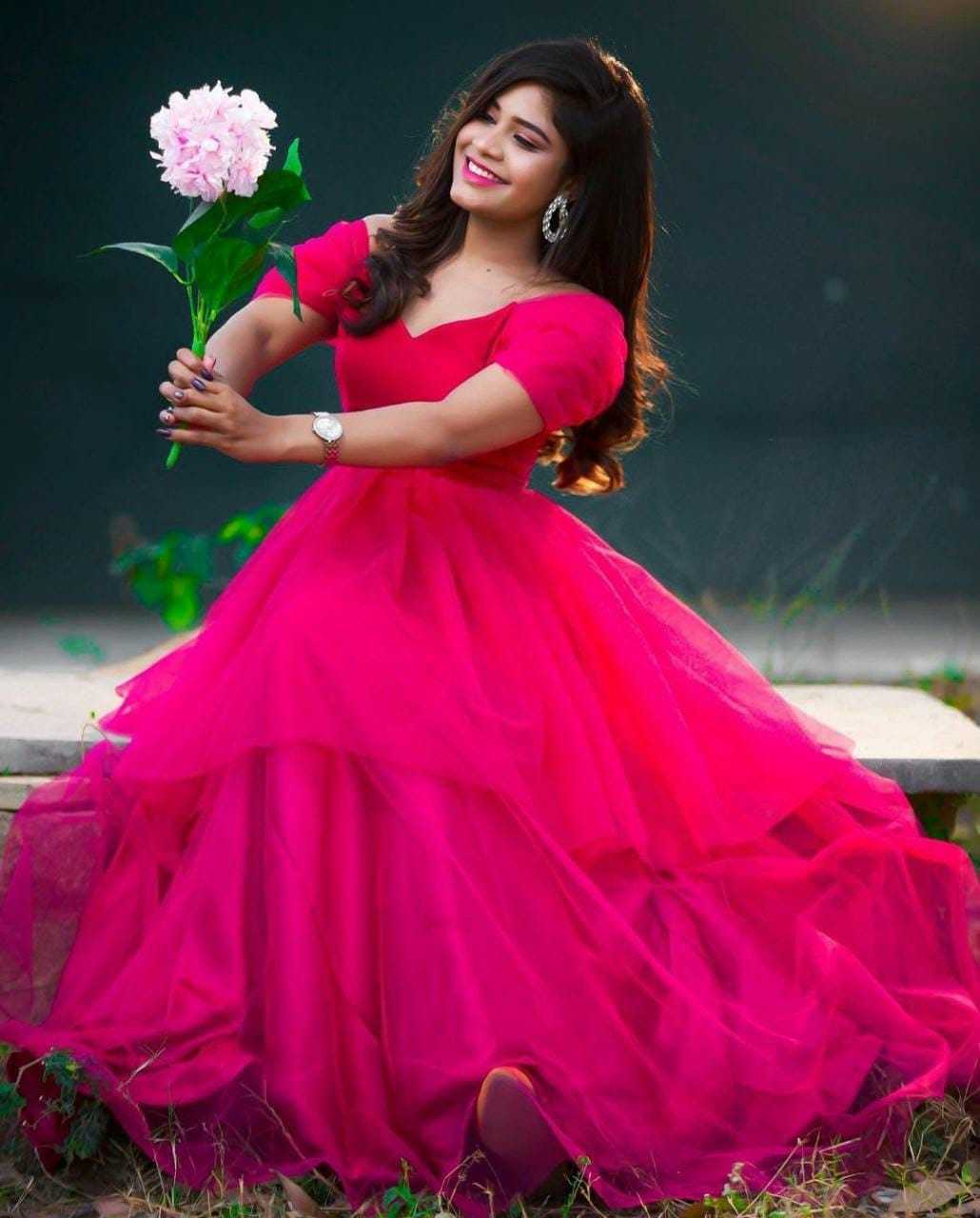 Ynf Soft Net RIN157 2190 Gowns Plus Size Collections Wholesale Net Gowns Party Wear Gowns Pink Gown Manufacturer- Kapda Export