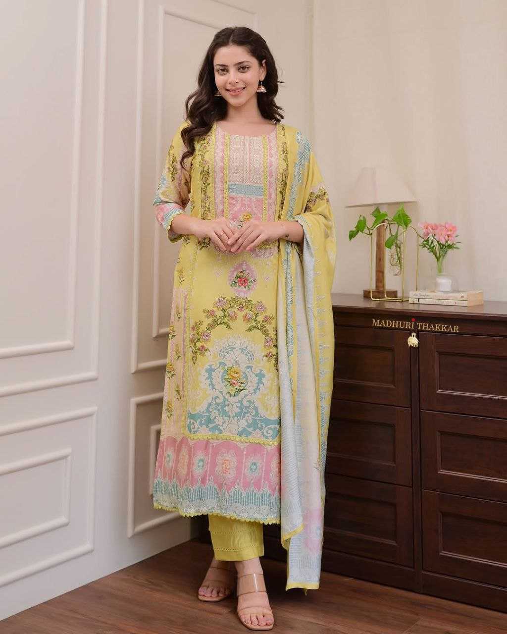 Ynf Soft Silk KESH602 SOFT LOOM Suits & Dresses Wholesale Printed Suits Party wear suits Yellow Salwar Suit Manufacturer- Kapda Export